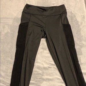 Mesh panel stretchy leggings with pockets